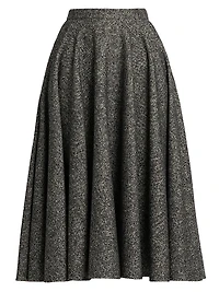 Italian Tailoring Pleated Wool-Blend Midi-Skirt