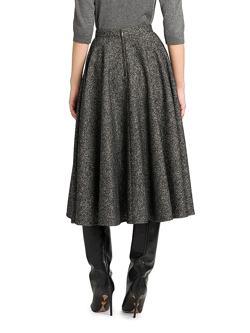 Italian Tailoring Pleated Wool-Blend Midi-Skirt