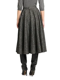 Italian Tailoring Pleated Wool-Blend Midi-Skirt