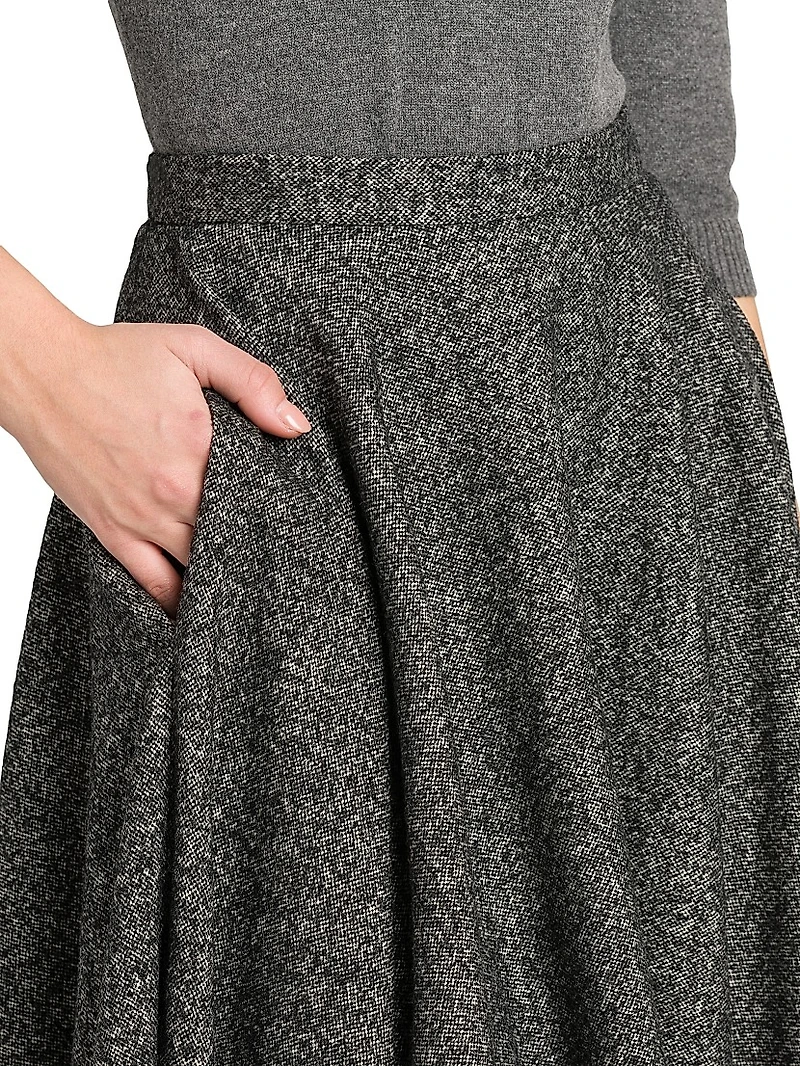 Italian Tailoring Pleated Wool-Blend Midi-Skirt