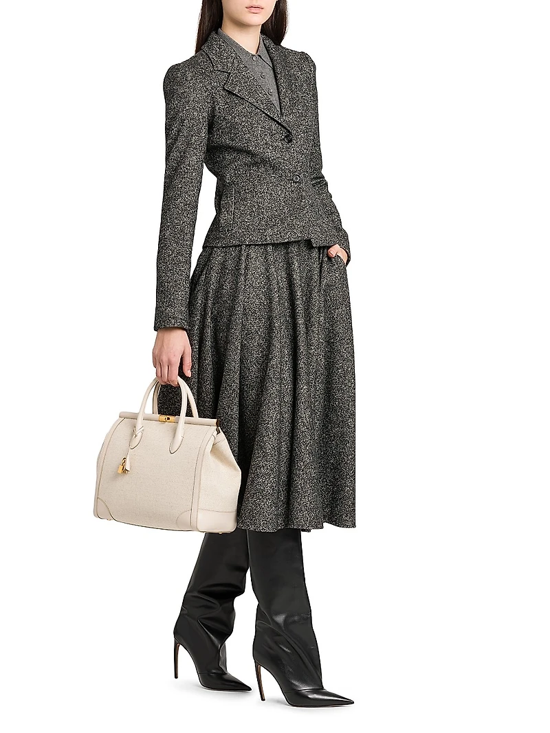 Italian Tailoring Pleated Wool-Blend Midi-Skirt
