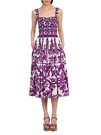 Majolica Print Poplin Midi-Dress
