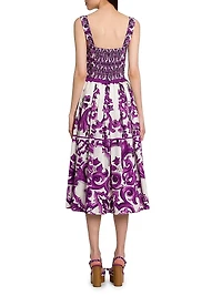 Majolica Print Poplin Midi-Dress