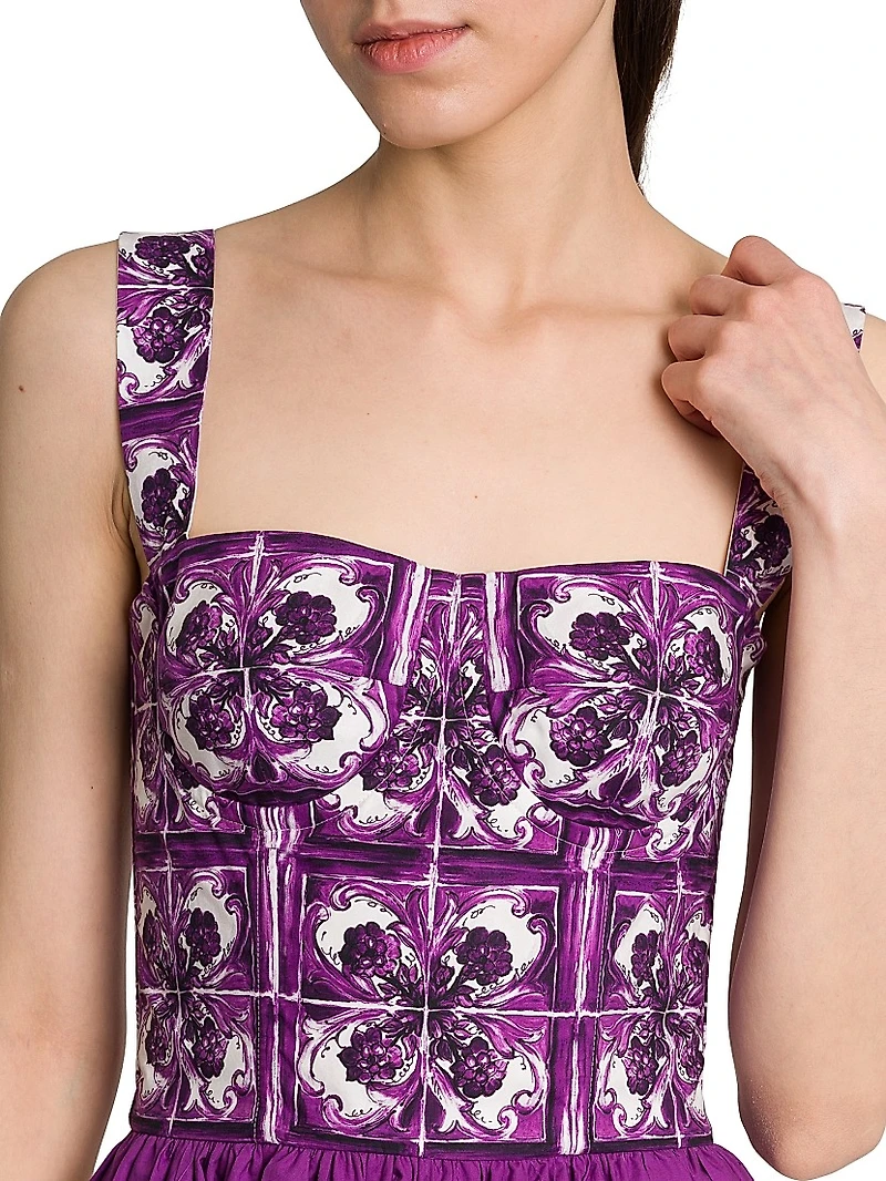 Majolica Print Poplin Midi-Dress