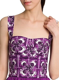 Majolica Print Poplin Midi-Dress