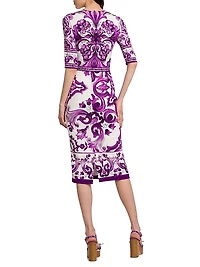 Majolica Print Silk Midi-Dress
