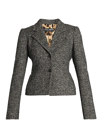 Italian Tailoring Leopard-LinedWool-Blend Blazer
