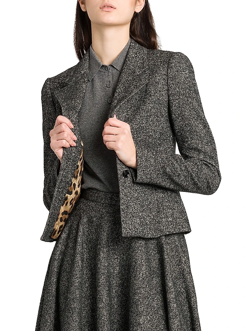 Italian Tailoring Leopard-LinedWool-Blend Blazer