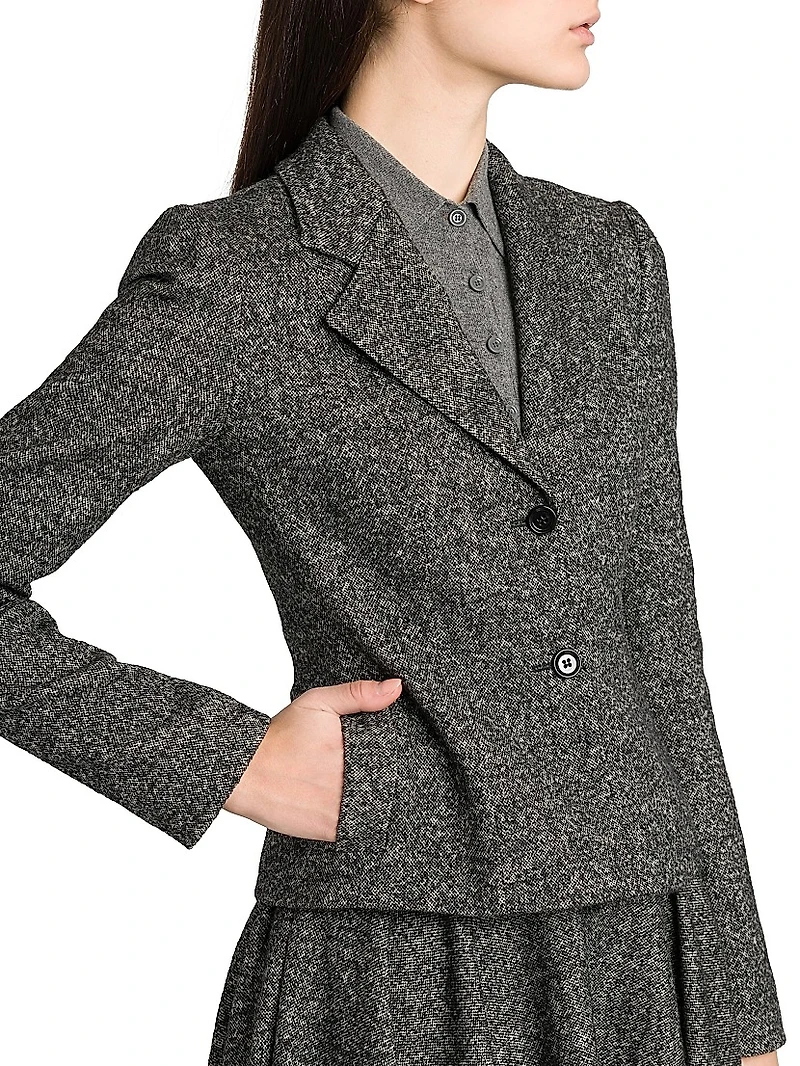 Italian Tailoring Leopard-LinedWool-Blend Blazer