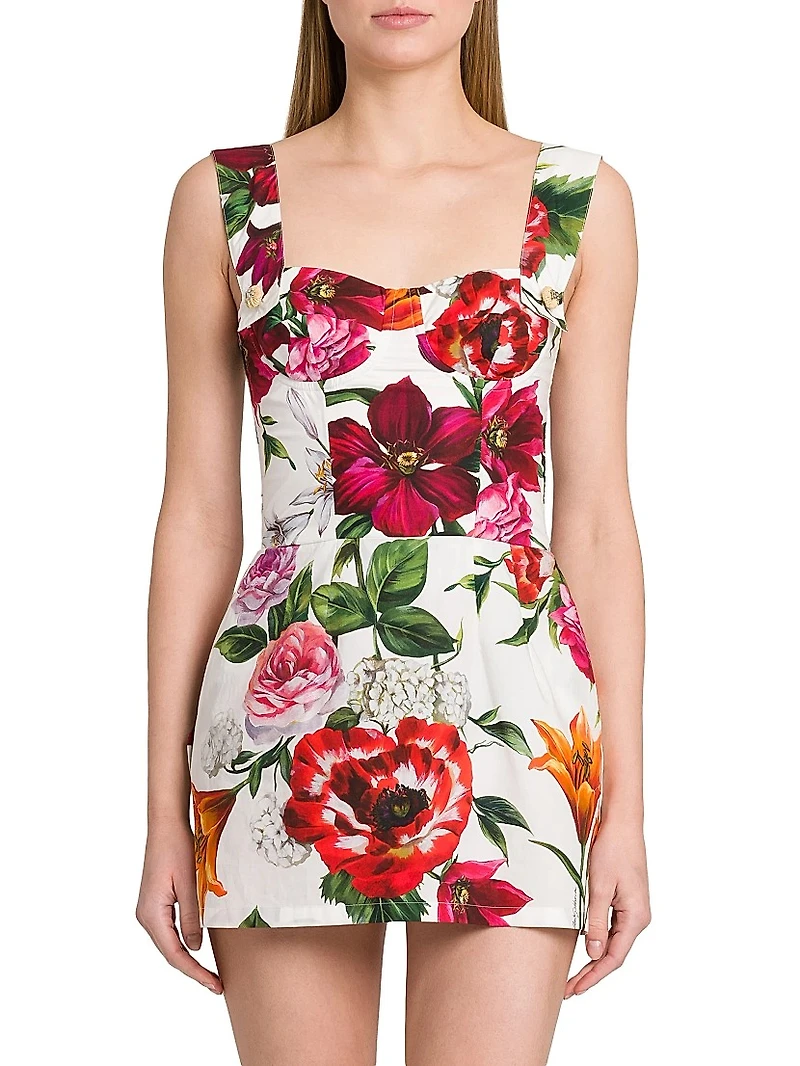 Rafia Fiori Floral Cotton Poplin Minidress