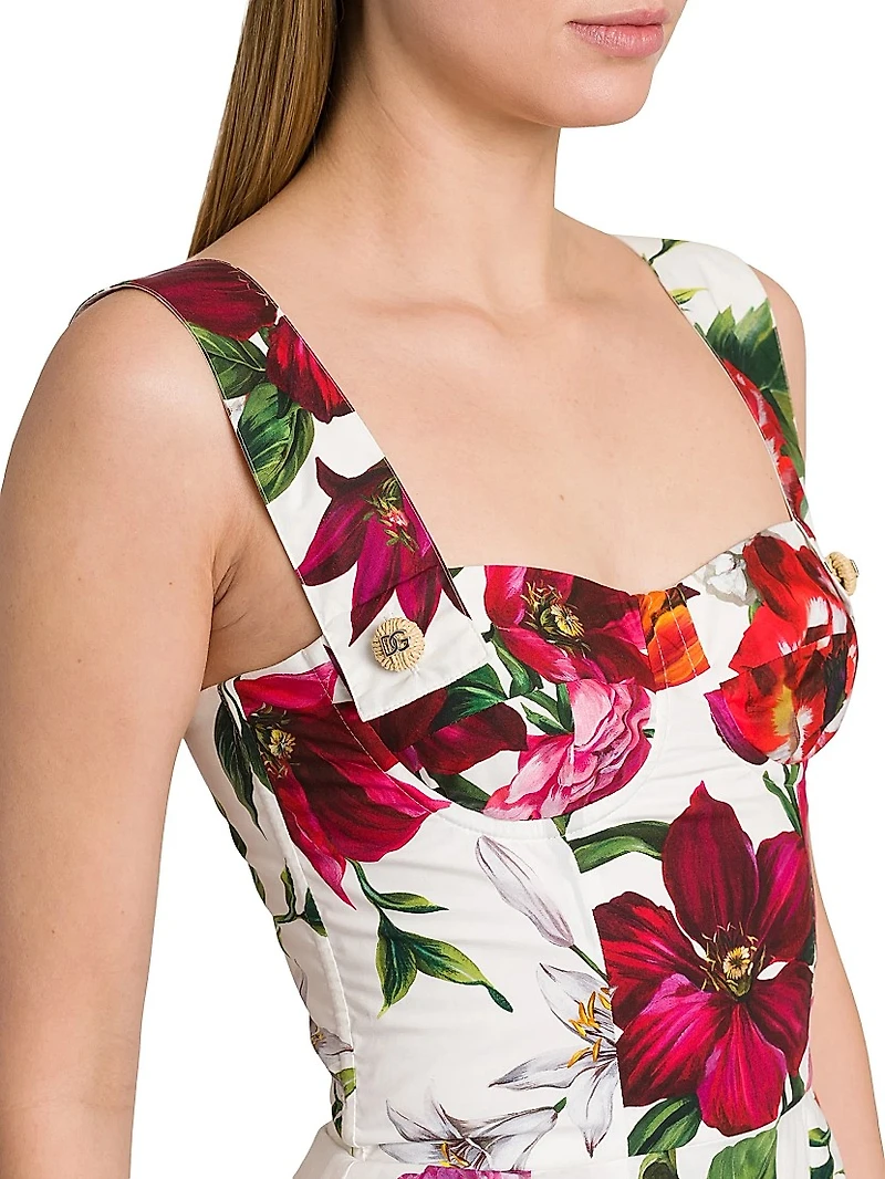 Rafia Fiori Floral Cotton Poplin Minidress