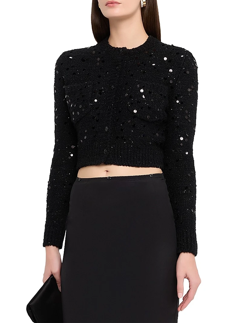 Sequined Cropped Cardigan
