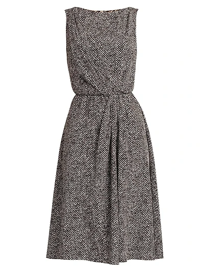Italian Tailoring Herringbone Stretch Crepe Midi-Dress