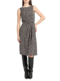 Italian Tailoring Herringbone Stretch Crepe Midi-Dress