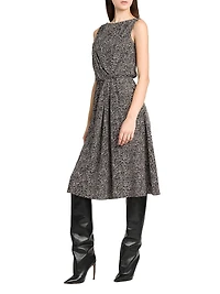 Italian Tailoring Herringbone Stretch Crepe Midi-Dress