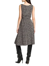 Italian Tailoring Herringbone Stretch Crepe Midi-Dress