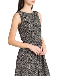 Italian Tailoring Herringbone Stretch Crepe Midi-Dress