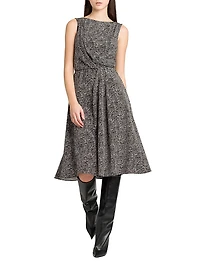 Italian Tailoring Herringbone Stretch Crepe Midi-Dress