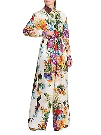 Rafia Fiori Tie-Front Cropped Shirt