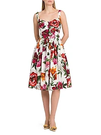 Rafia Fiori Floral Cotton Poplin Dress