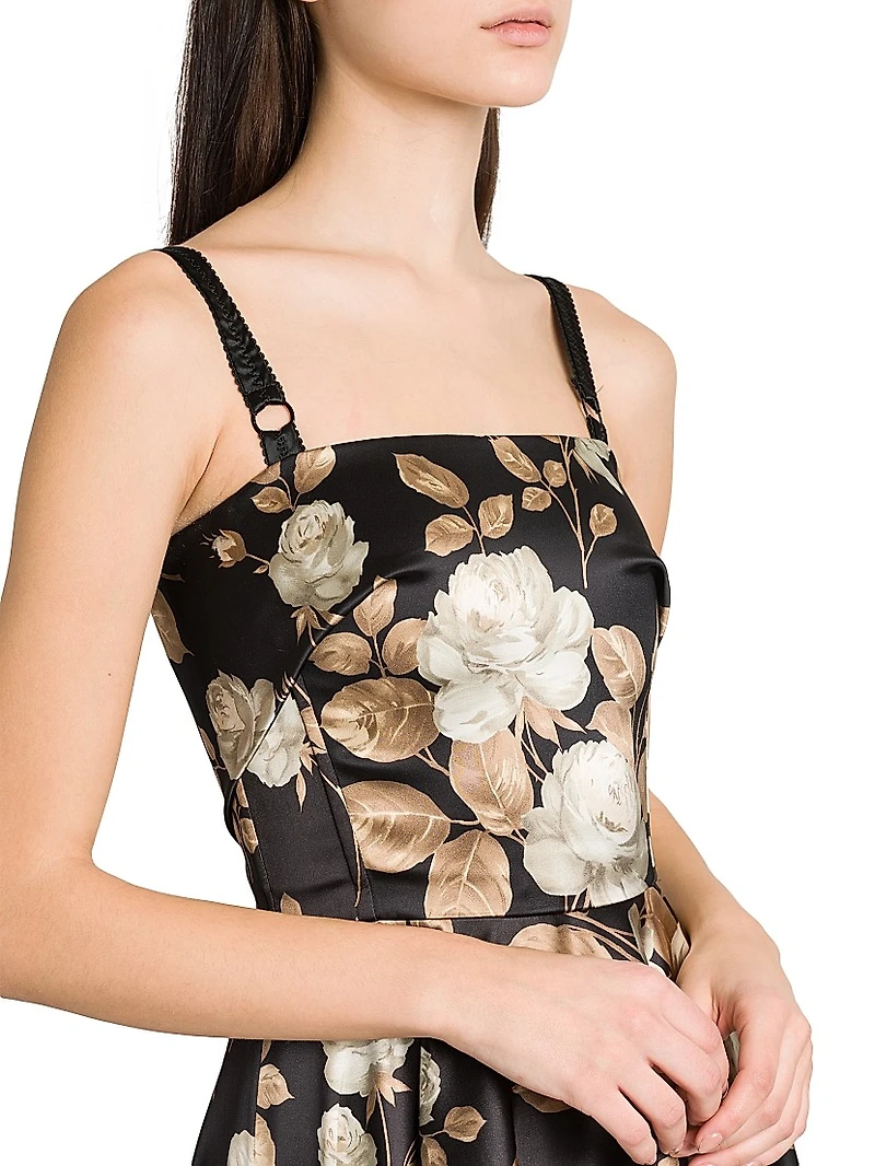 Italian Tailoring Floral Satin Midi-Dress
