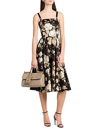 Italian Tailoring Floral Satin Midi-Dress