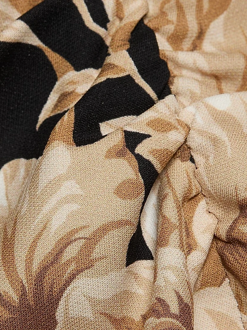 Rose Cretonne Gathered Midi-Dress