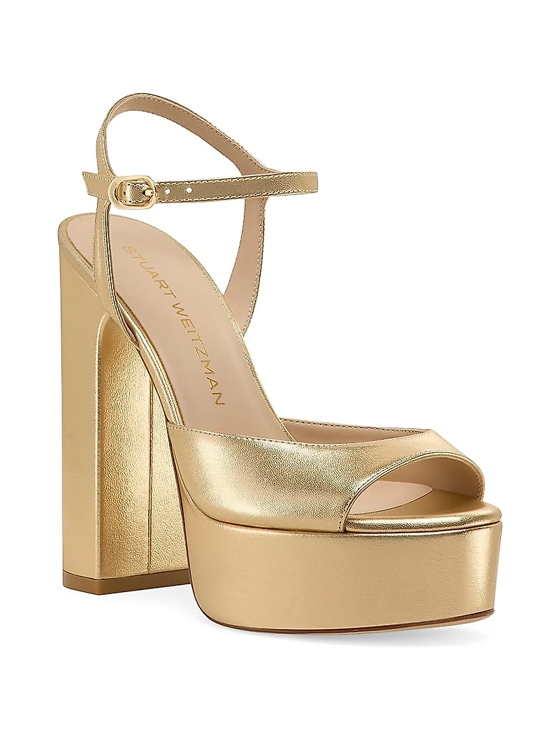 Dayna Boost 130MM Metallic Leather Platform Sandals
