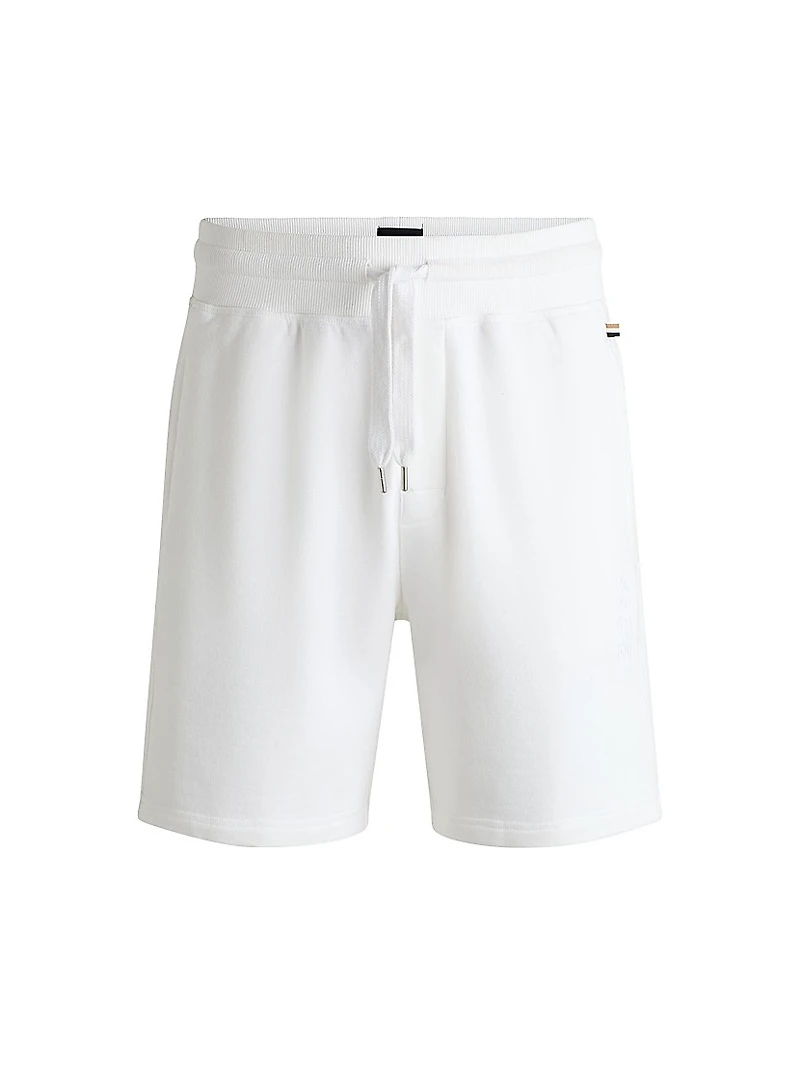 Cotton-Terry Shorts with Outline Logo Embroidery