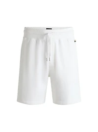 Cotton-Terry Shorts with Outline Logo Embroidery