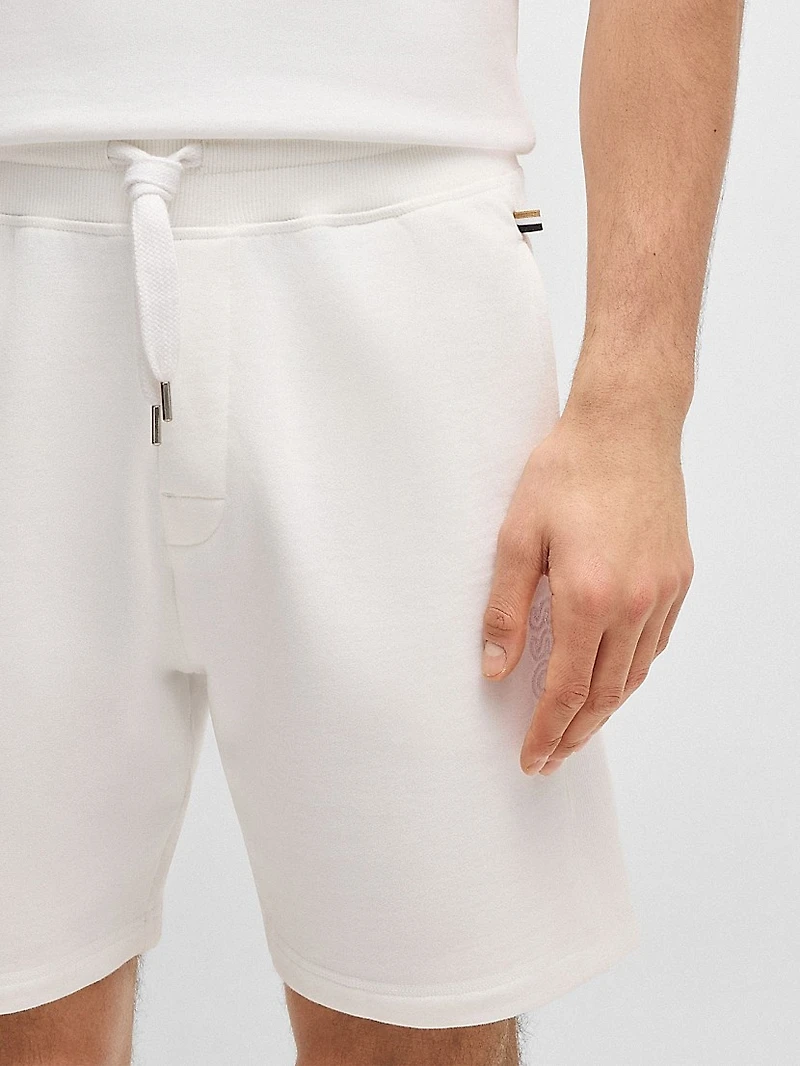Cotton-Terry Shorts with Outline Logo Embroidery