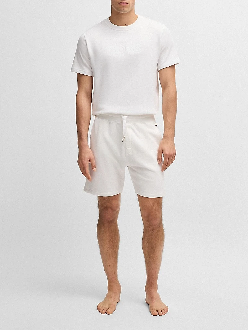 Cotton-Terry Shorts with Outline Logo Embroidery