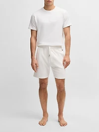 Cotton-Terry Shorts with Outline Logo Embroidery