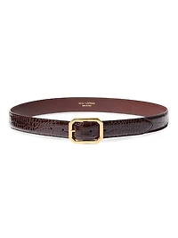 Anais Croc-Embossed Leather Belt