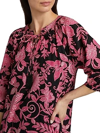 Printed Tieneck Minidress