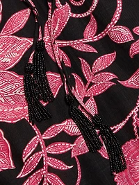 Printed Tieneck Minidress