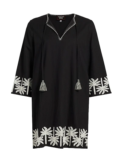 Hannah Cotton-Linen Kimono-Style Sleeve Minidress
