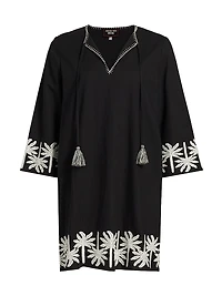 Hannah Cotton-Linen Kimono-Style Sleeve Minidress