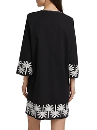 Hannah Cotton-Linen Kimono-Style Sleeve Minidress