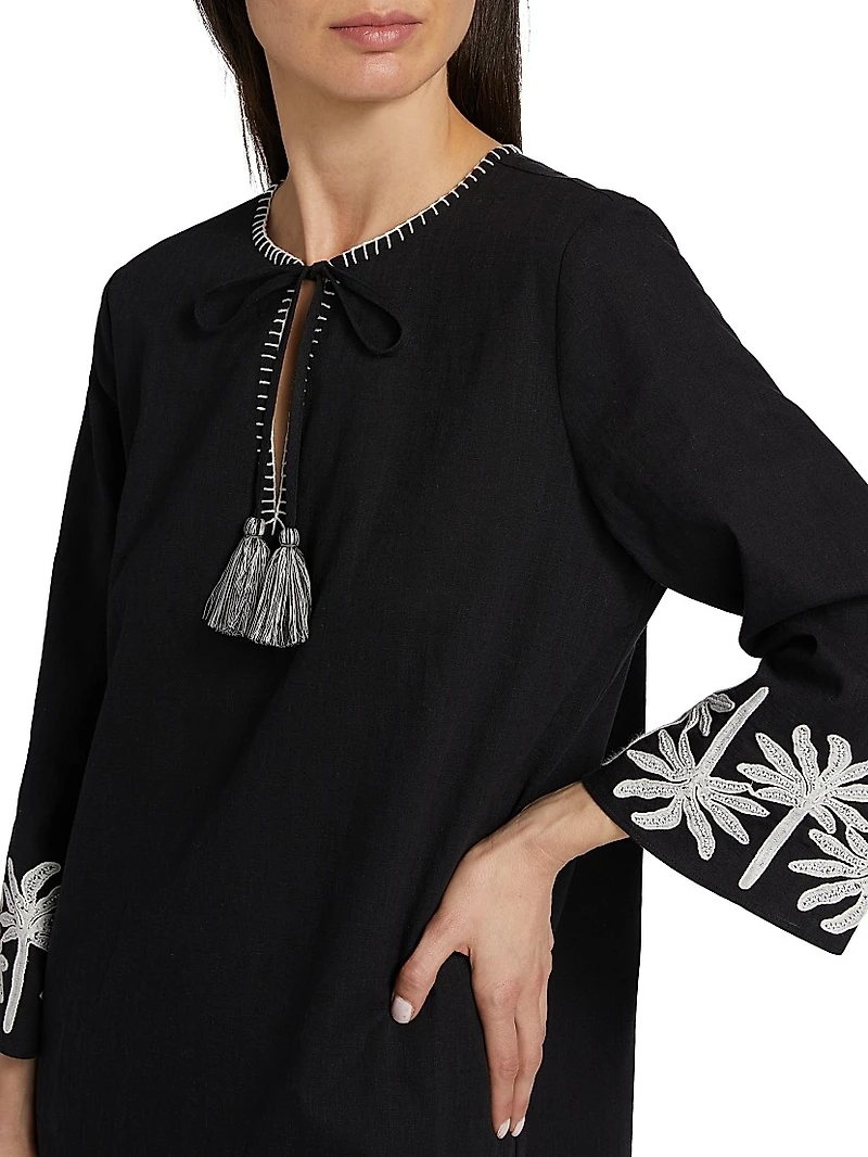 Hannah Cotton-Linen Kimono-Style Sleeve Minidress