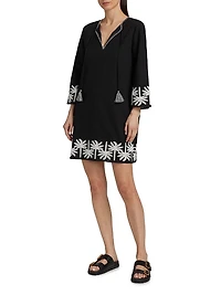 Hannah Cotton-Linen Kimono-Style Sleeve Minidress