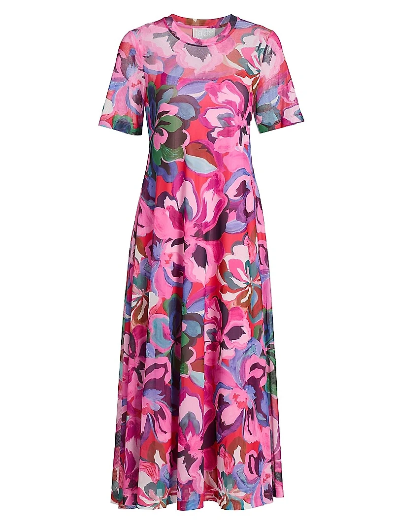 Mesh Floral T-Shirt Dress