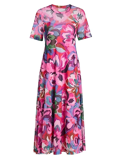 Mesh Floral T-Shirt Dress