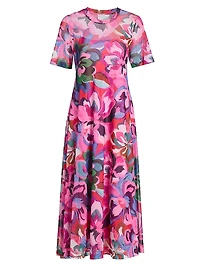 Mesh Floral T-Shirt Dress