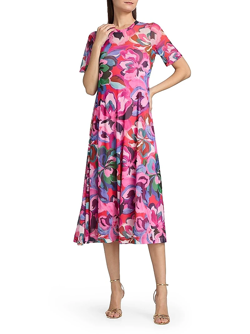 Mesh Floral T-Shirt Dress