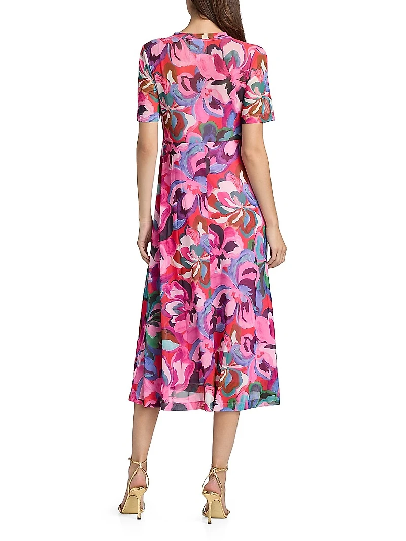 Mesh Floral T-Shirt Dress