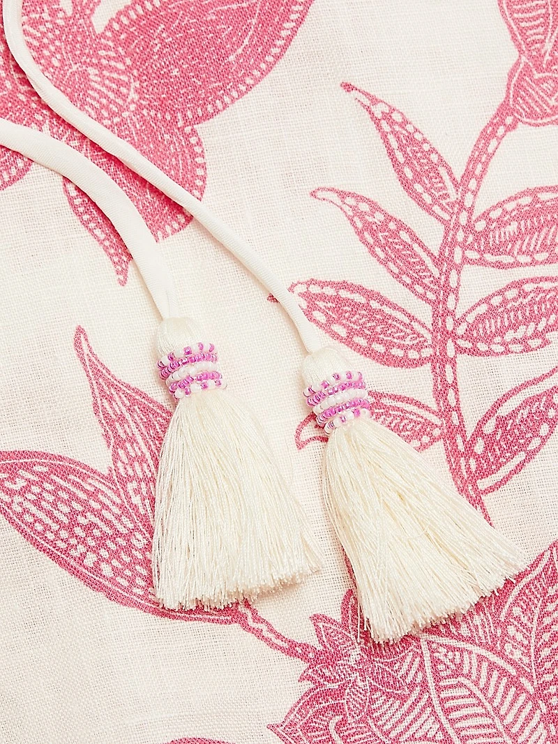 Printed Linen V-Neck Blouse