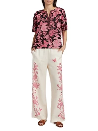 Ruffled Printed Cotton Top