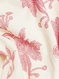 Printed Linen V-Neck Maxi Dress