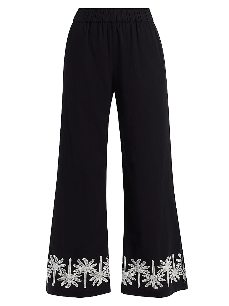 Hannah Cotton-Linen Wide-Leg Pants
